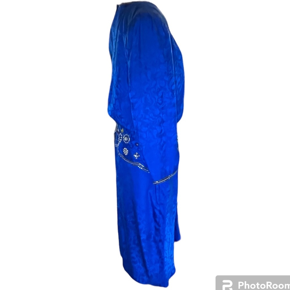 Vintage 80’s D’ore 100% Silk Dress Beautiful Jewels & Beading Women’s Size 14 - Picture 4 of 12